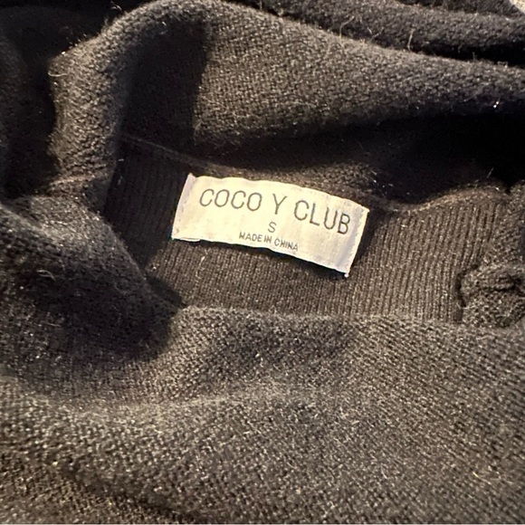 Coco y Club | womens small black long sleeve turtleneck sweater dress with tie - Picture 4 of 6